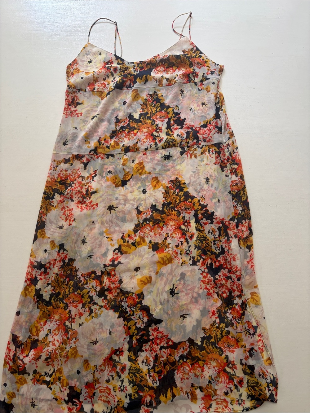 Little Moon Floral Midi Dress — White, Black, Yellow, Pink